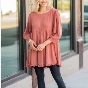 Umgee Linen Blend Tunic Top